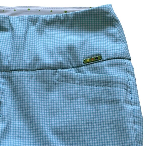Swing Control Women 4 Gingham Pants Blue White Golf Preppy Made In Canada Office - Picture 8 of 15